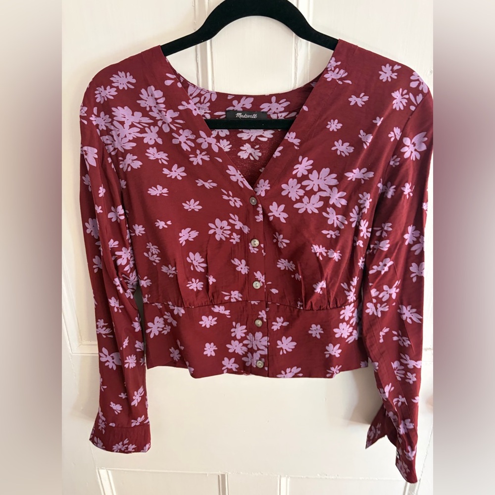 Madewell Burgundy Floral Blouse